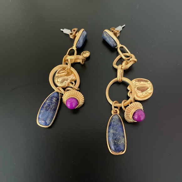 Natural Rock Vintage Gold Wire Dropping Earring - Picture 2 of 7